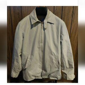 Men's Beige Vintage NFL JP Stevens  Zip-Front Casual Jacket 60s 70s Medium